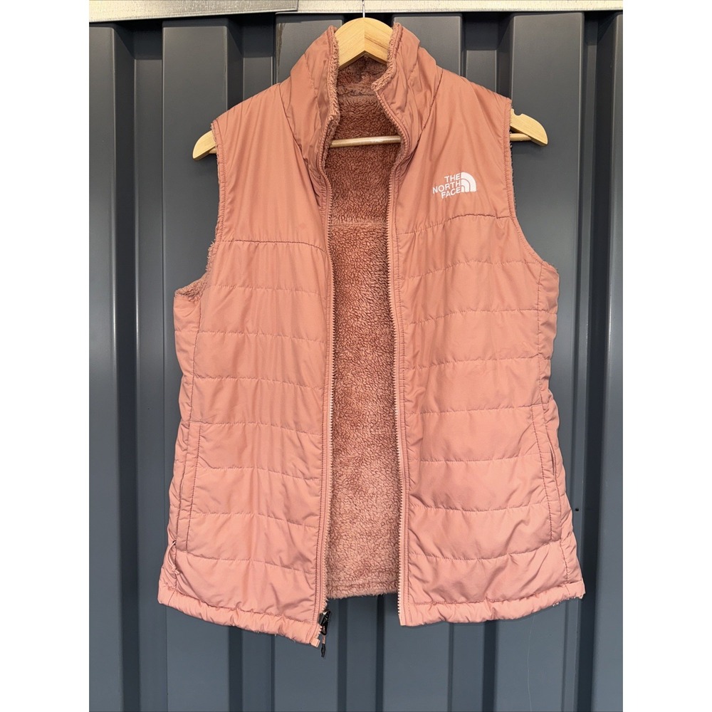 The North Face Womens Mossbud Insulated Reversible Vest Pink L Puffer Fleece